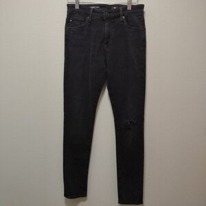 Adriano Goldschmied Black The Farrah Skinny Ankle HIgh Rise Denim Jean 25